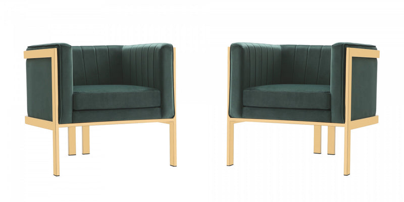 Fauteuil lounge moderne en velours Paramount vert foret - Lot de 2