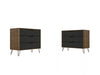 Commode Rockefeller Mid-Century Modern 89 cm en gris (3 tiroirs) – Lot de 2