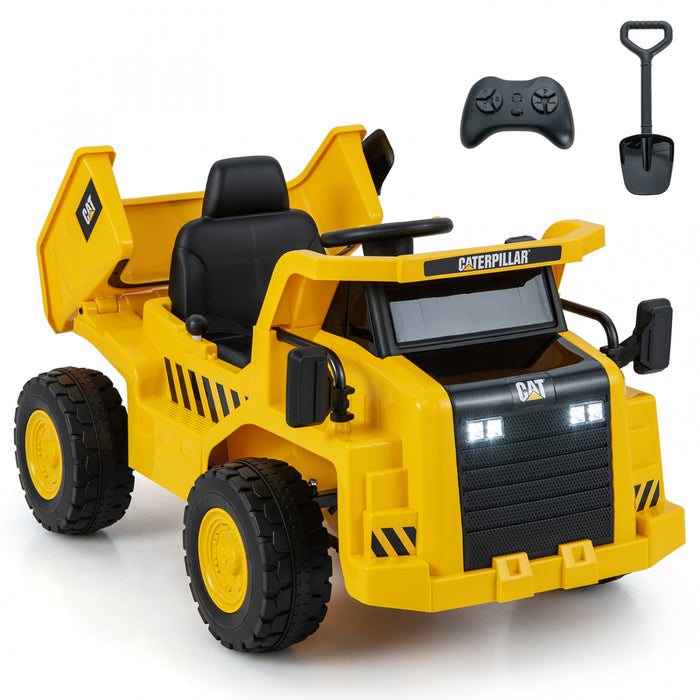 Costway Kids Ride Sur Camion A Virure Avec 2.4g Telecommande De Travail Megaphone Pelle A Sable