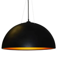 Luminaire suspendu Dome de Dainolite avec fini noir et doré et 3 ampoules
