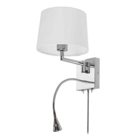 Applique murale de Dainolite avec lampe de lecture à DEL, abat-jour blanc, fini chromé poli et 1 ampoule