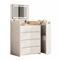  Sophia Ensemble de coiffeuse 3-en-1 avec miroir rabattable, lumieres LED et rangement, Blanc