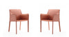 Chaise laterale moderne en cuir vegetalien Paris couleur argile - Lot de 2