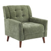 Midway Fauteuil Moderne du Milieu de Siecle a Point Capitonne Gaufre, Vert, Noyer