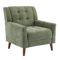 Midway Fauteuil Moderne du Milieu de Siecle a Point Capitonne Gaufre, Vert, Noyer