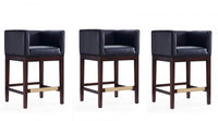 Tabouret de comptoir Kingsley style milieu du siecle en bois et tissu, noir - Lot de 3