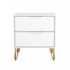 Table de nuit Avira style milieu du siecle moderne 20\" en blanc (2 tiroirs)