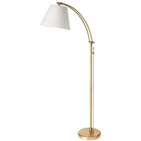 Lampe à pied Felix réglable de Dainolite avec abat-jour blanc, fini laiton vieilli et 1 ampoule