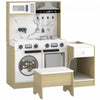 Qaba Cuisinette Enfant 2-en-1 avec Table et Tabouret Convertibles