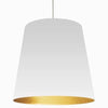 Très grand luminaire suspendu de Dainolite avec très grand abat-jour cylindrique blanc et doré, et 1 ampoule