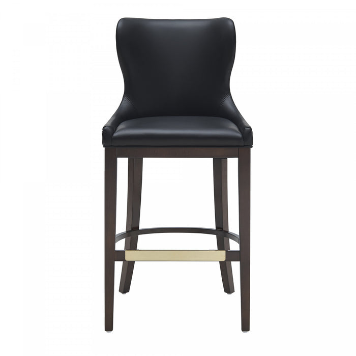 Tabouret de bar Blair moderne en bois avec assise rembourree, coloris noir