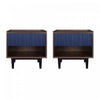 Table de nuit Duane style milieu du siecle 20\" a cannelures en bleu marine (1 tiroir) - Lot de 2