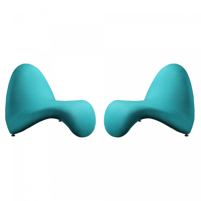 Fauteuil d’appoint moderne en melange de laine MoMa, couleur turquoise – Lot de 2