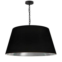 Grand luminaire suspendu Brynn de Dainolite avec abat-jour noir et argenté, fini noir et 1 ampoule