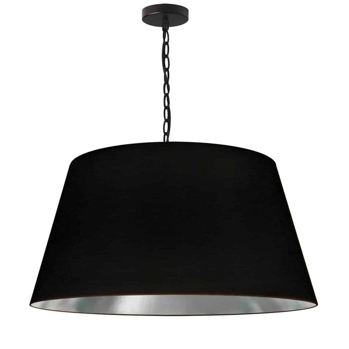Grand luminaire suspendu Brynn de Dainolite avec abat-jour noir et argenté, fini noir et 1 ampoule
