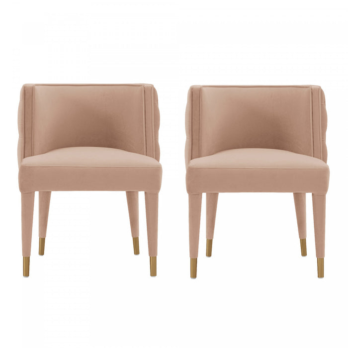 Chaise de salle a manger Maya en velours moderne, coloris nude - Lot de 2