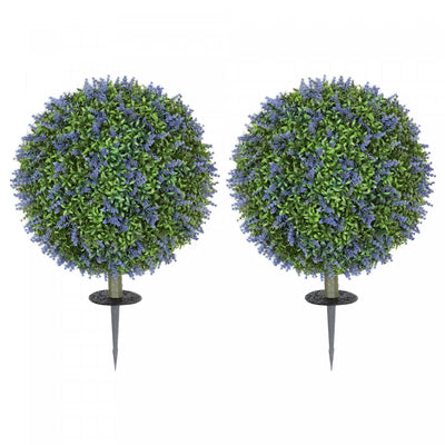 HOMCOM Artificial Plants Faux Lavender Set of 2, UV Protected Fake Plants