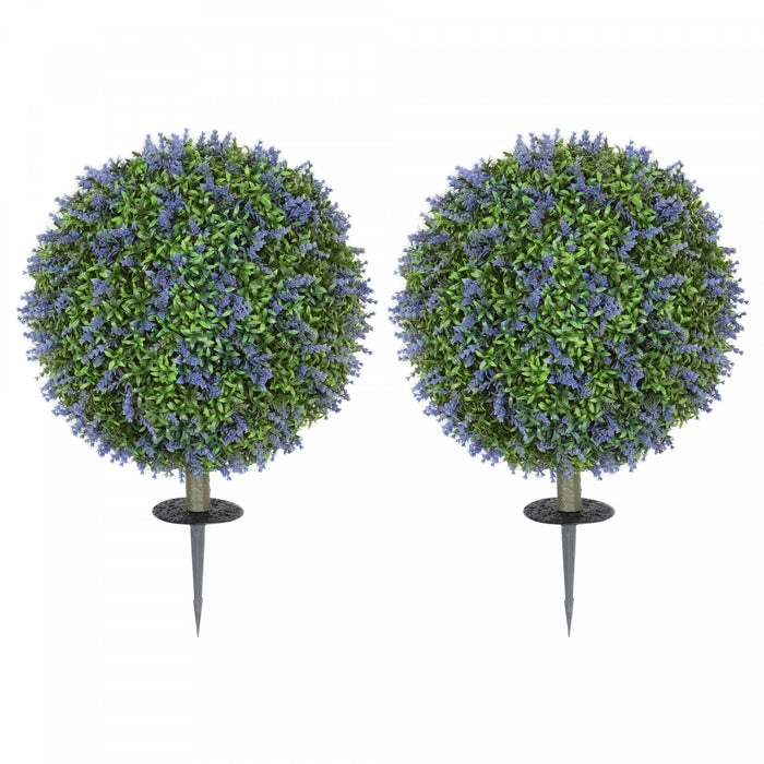 HOMCOM Ensemble de 2 Plantes Artificielles Lavande, Resistantes aux UV
