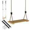 Qaba Siege de Balancoire en Bois pour Jardin avec Cordes Reglables 40 x 16 cm