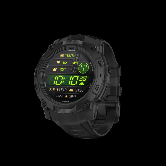 Garmin Instinct 3 AMOLED Edition Tactique – Montre GPS 50 mm Robuste, Multi-bande GNSS, Lampe Integree, Autonomie 24 Jours