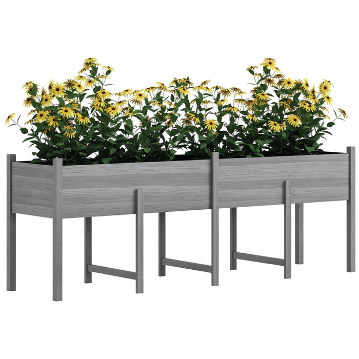 Outsunny Grande jardiniere en bois sur pieds avec trous de drainage, gris