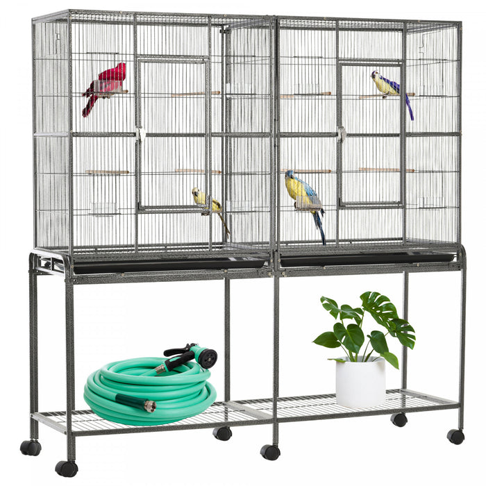Grande Cage A Oiseaux Roulante En Metal