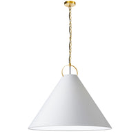 Luminaire suspendu Princeton de Dainolite de 32 po de diamètre avec abat-jour blanc, fini laiton vieilli et 1 ampoule