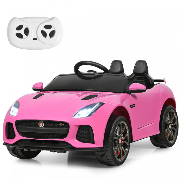 Voiture Electrique 12 V Costway, Voiture Suv Pour Enfants Sous Licence Jaguar Type F Pour Enfants, Avec Interfaces Usb, Tf Et Mp3, Avec Lumieres, Telecommande, Chargeur, Rose