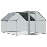 Pawhut Poulailler En Metal De 12 Pi Avec Toit, Cloture Pour Poulailler, Cage A Poulet, Enclos A Poul