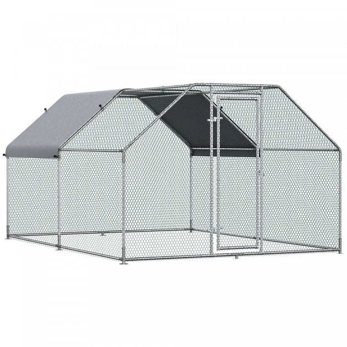 Pawhut Poulailler En Metal De 12 Pi Avec Toit, Cloture Pour Poulailler, Cage A Poulet, Enclos A Poulet Exterieur