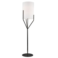 Lampe à pied Khloe de Dainolite avec abat-jour blanc, fini noir mat et 1 ampoule