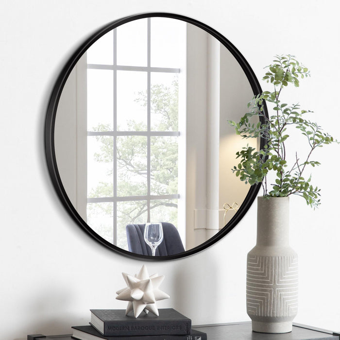 Miroir rond Arcus 30 po x 30 po fabriqué à la main - noir