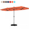 Costway Parasol de patio double face de 13 pieds avec lumieres solaires, manivelle, base de parasol orange