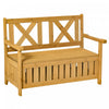 Outsunny Banc D'exterieur En Bois A 2 Places Avec Boite De Rangement
