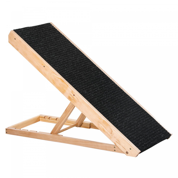 Pawhut Rampe Surelevee Pour Animaux De Compagnie Pour Chiens Et Chats, Pliable Et Reglable En Hauteur Avec Finition Antiderapante, Pin 35.5\"l X 16\"l X 24\"h, Noir