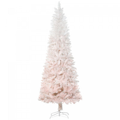Homcom 6 Foot Artificial Christmas Tree With Metal Base Pink And White|Homcom Sapin De Noel Artificiel De 6 Pieds Avec 406 Branches