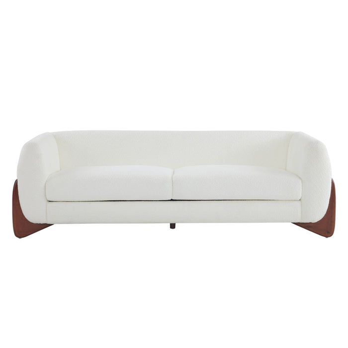 Harold Canape 3 places en bois de 82,75\" avec revetement boucle et sherpa, beige