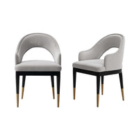  Fauteuil Carrington Moderne Glam en Velours Rembourre Gris Clair - Lot de 2