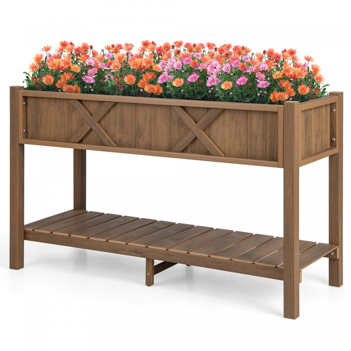 Costway Hips Souleve Lit De Jardin Poly Bois Eleve Planter Boite Avec Les Jambes, Cafe Etagere De Stockage