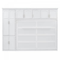 Lit Mural Escamotable Eileen Avec Rangements, Taille Queen - Blanc