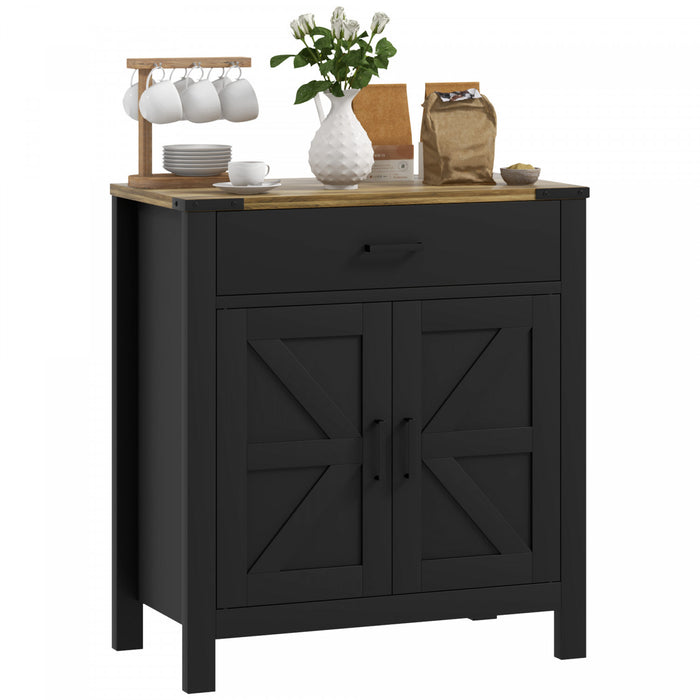 HOMCOM Buffet avec 1 tiroir, 1 armoire de rangement, Noir