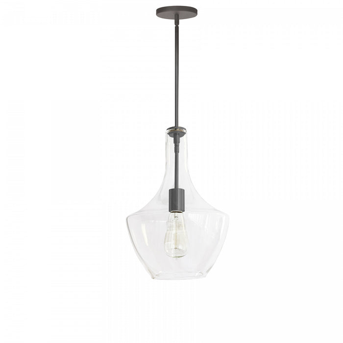 Petit luminaire suspendu Petalite de Dainolite en verre transparent, avec fini noir mat et 1 ampoule