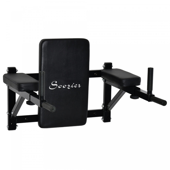 Soozier Station De Traction Tour Multi-fonction Support Mural Ensemble Gym Barre De Traction Barre D'exercice Levee De Genou Triceps Jambe Trempage Rack Noir