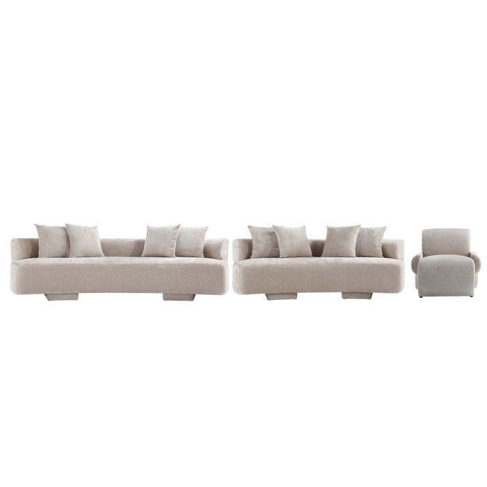 Ensemble de canape 3 pieces Verandah style mid-century modern en beige
