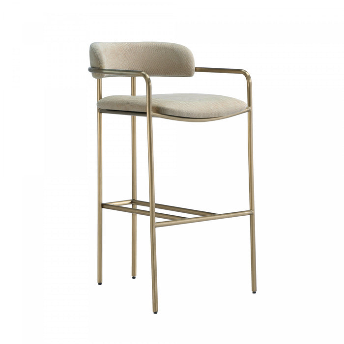 Tabouret de bar en metal rembourre style mid-century moderne Serene, coloris taupe