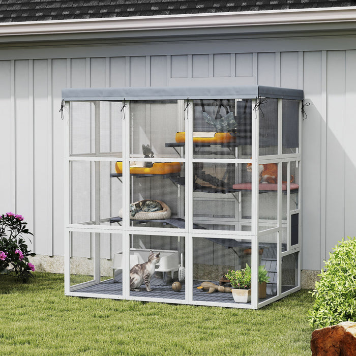 Enclos Exterieur Pour Chat Catio De 71 Po, Gris