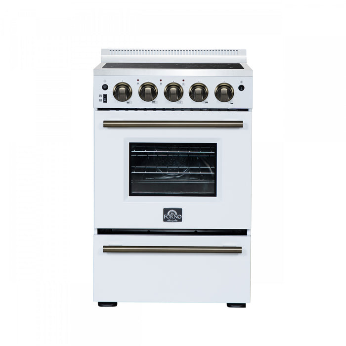 Cuisiniere electrique Loiano de 24 po en blanc, 2,3 pi³ avec tiroir de rangement - FFSEL6099-24WHT