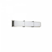 Lumière de coiffeuse Winston de Dainolite en acrylique blanc qui diffuse la lumière, avec fini chromé poli et ampoule de 36 W