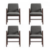 Fauteuil moderne Stella en velours avec accoudoirs en bois, graphite - Lot de 4