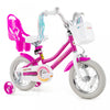 Costway 12 Pouces Enfants Velo Avec Roues D'entrainement Poupee Siege Panier Streamers Frein A Main Rose